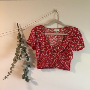 Crop Top Red Floral